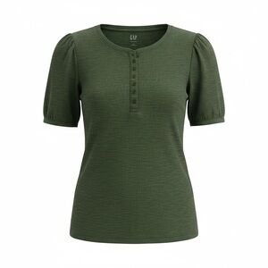 GAP Olive Puff-Sleeve Henley Top